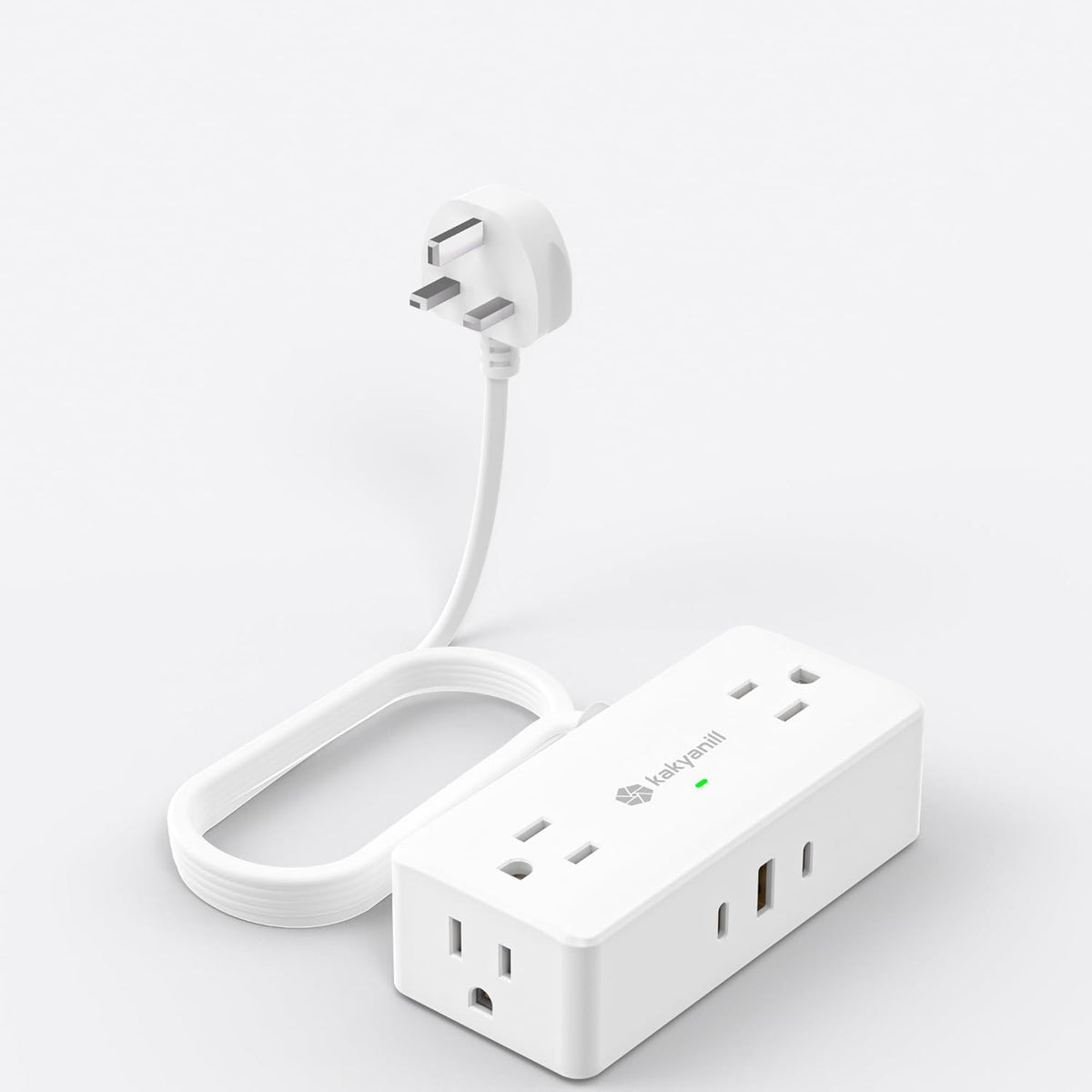 UK Adapters for Travel | 4 AC Outlets, 3 USB Ports (2 USB C), 5ft Flat Extension Cord