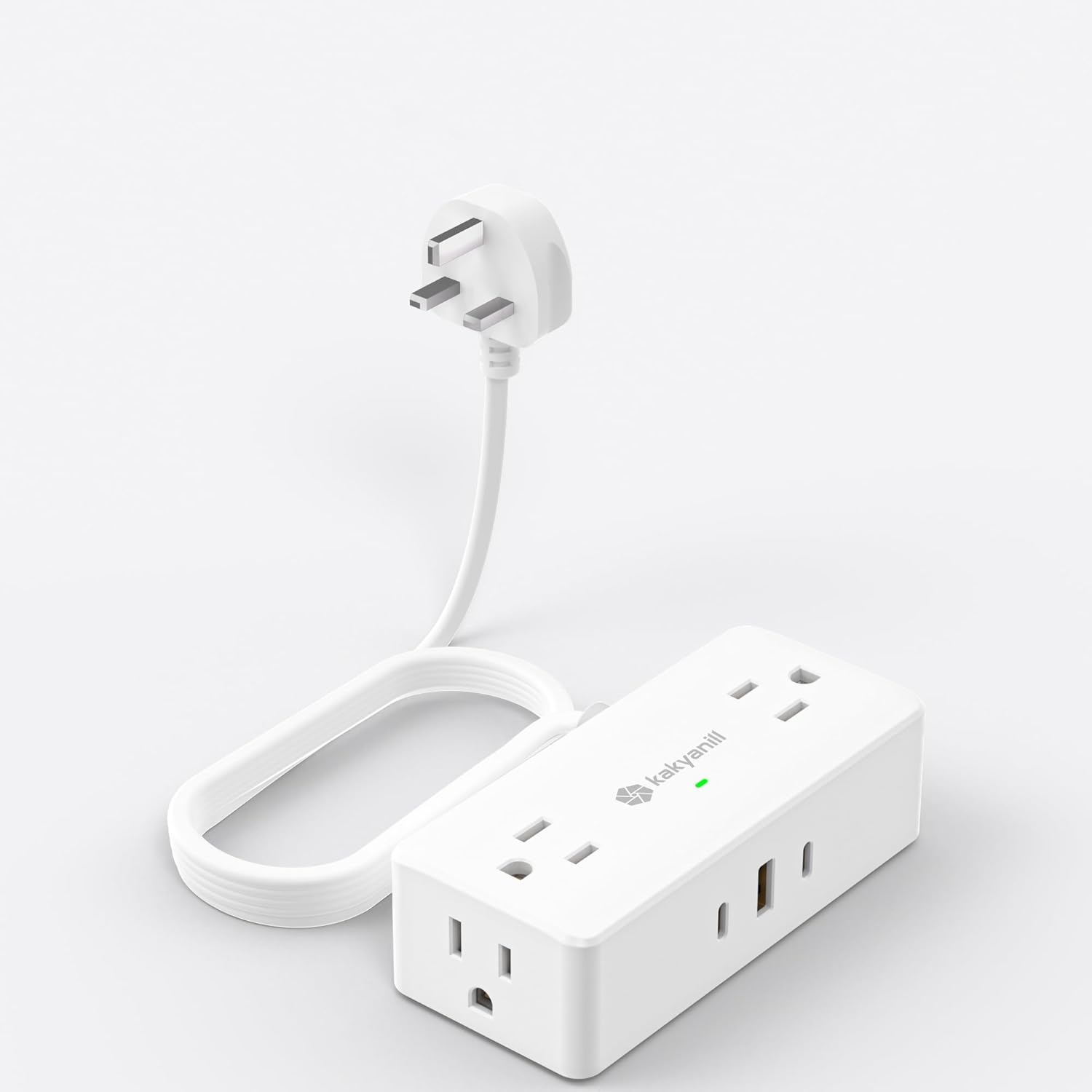 UK Adapters for Travel | 4 AC Outlets, 3 USB Ports (2 USB C), 5ft Flat Extension Cord