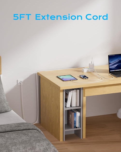 UK Adapters for Travel | 4 AC Outlets, 3 USB Ports (2 USB C), 5ft Flat Extension Cord