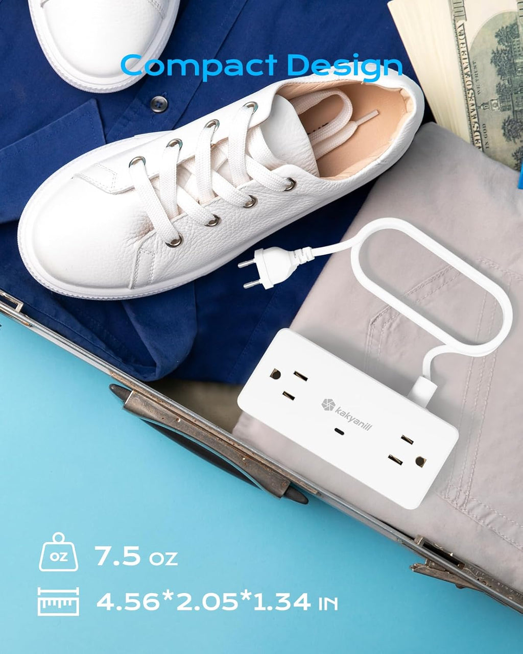 UK Adapters for Travel | 4 AC Outlets, 3 USB Ports (2 USB C), 5ft Flat Extension Cord